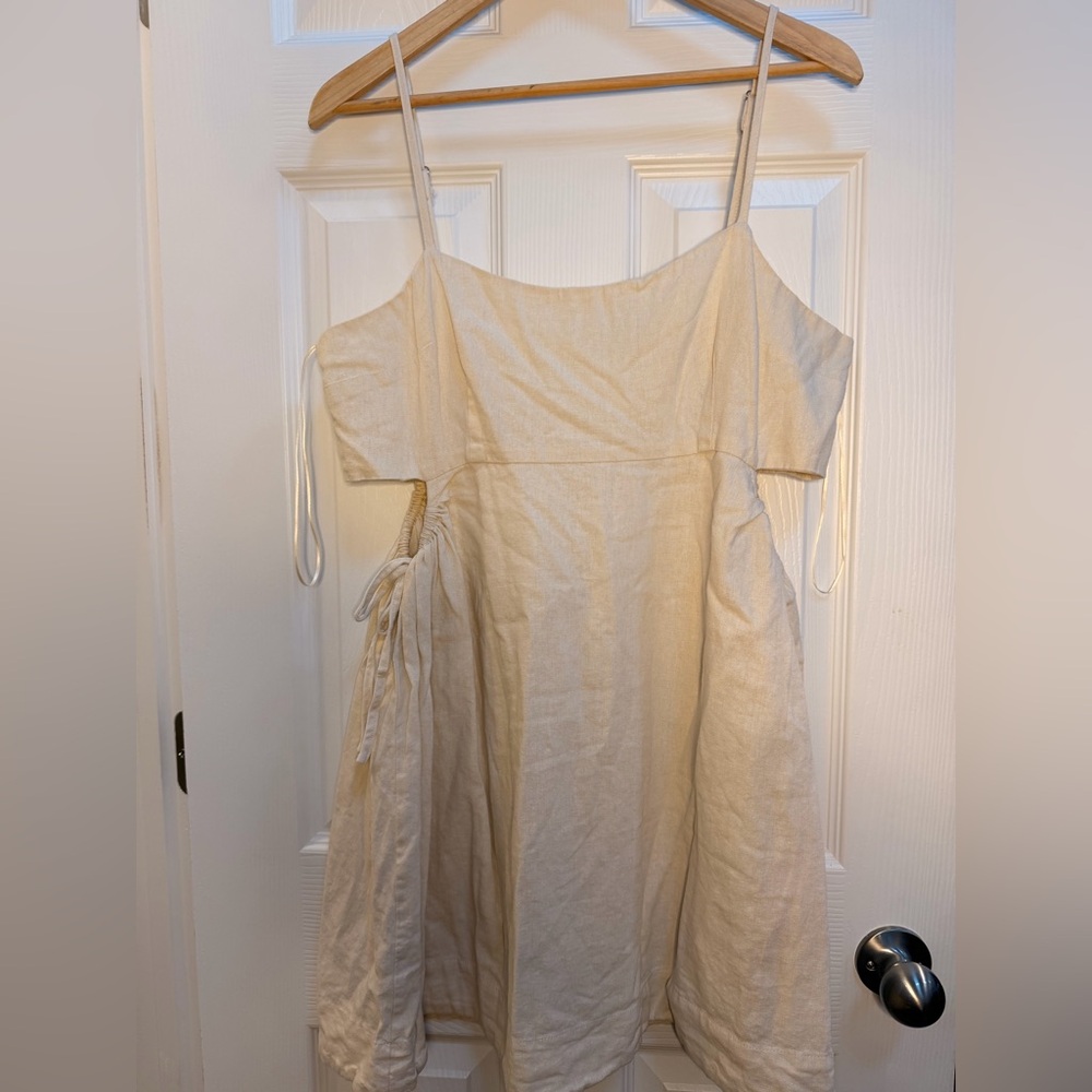 STATE Cream Strapless Linen-Blend Summer Dress